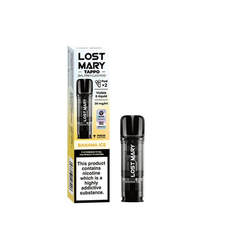 Lost Mary Tappo Banana Ice Prefilled Pods 20mg x 2 | Vapouriz UK Lost Mary Tappo Banana Ice Prefilled Pods 20mg x 2 | Vapouriz UK