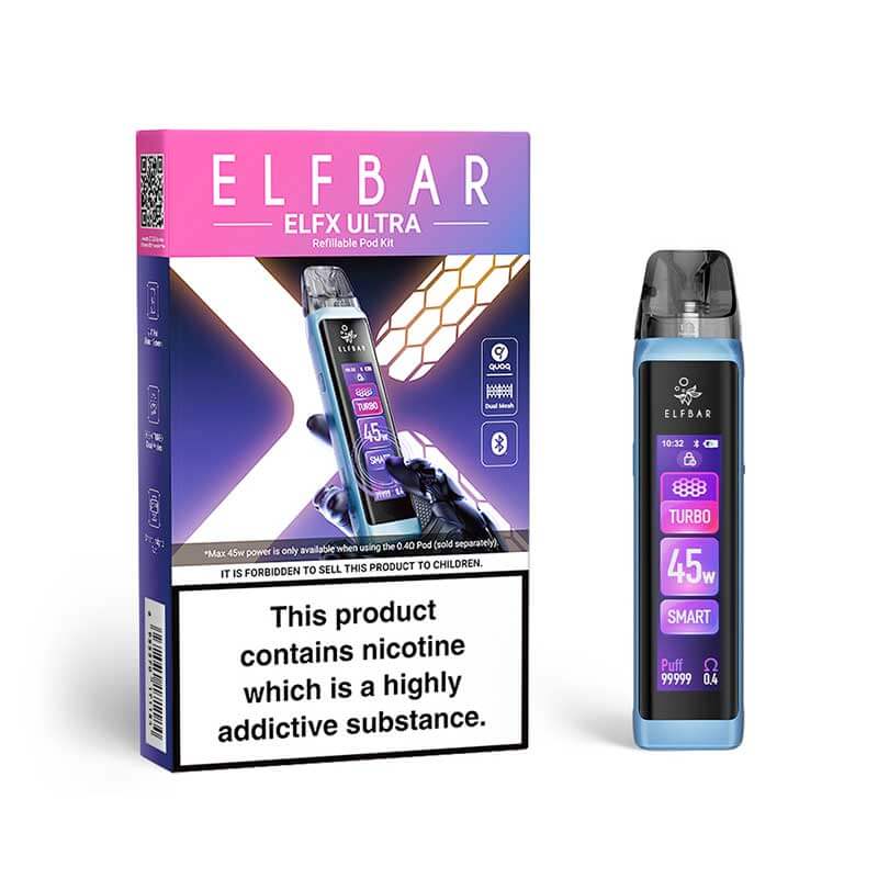 Elf Bar ELFX Ultra Pod Vape Kit Smart, App-Connected Vaping | Vapouriz Elf Bar ELFX Ultra Pod Vape Kit Smart, App-Connected Vaping | Vapouriz