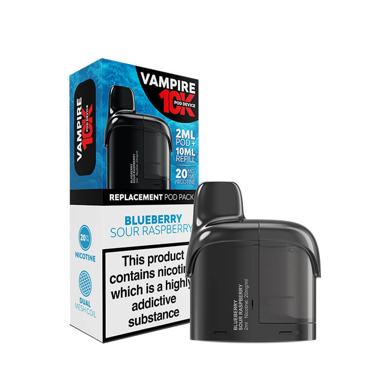 Vampire 10K Blueberry Sour Raspberry Prefilled Vape Pods + Refill