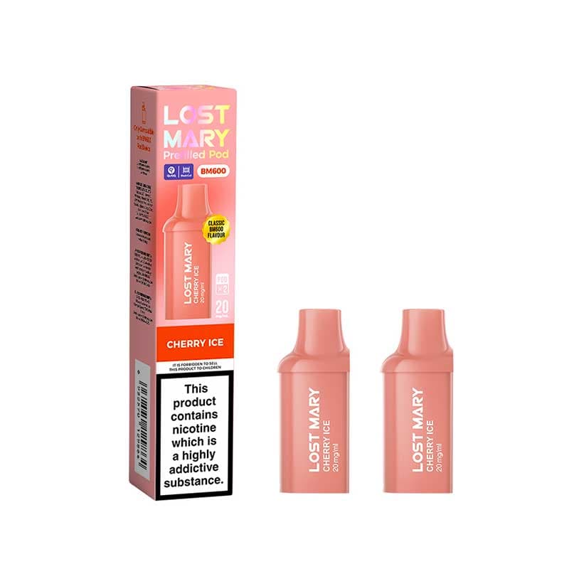 Lost Mary BM600 Cherry Ice Prefilled Vape Pods 20mg - 2PK