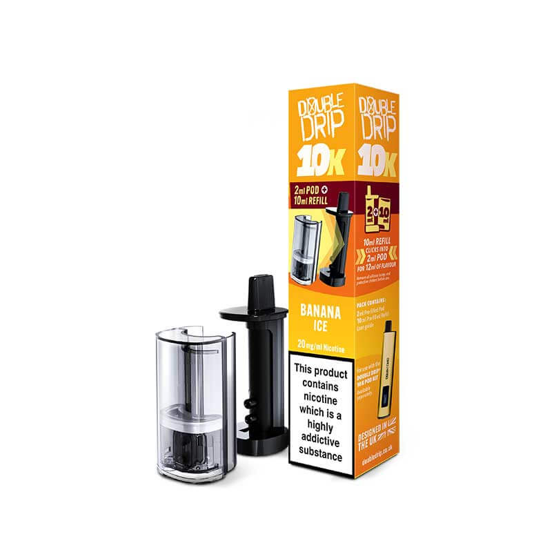 Double Drip 10K Banana Ice Prefilled Vape Pods + Refill