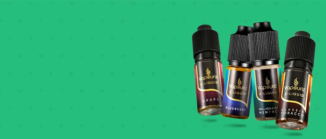 Vapouriz Premium e-liquid on a green background