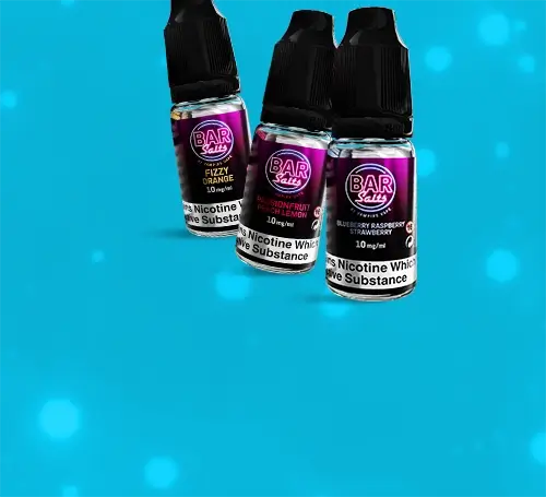 BAr Salts e-liquid on a blue snowy background