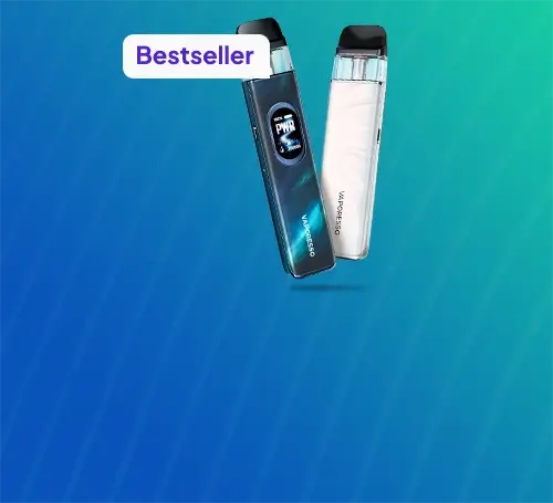 Vaporesso Xros 6 & 6 Mini pod kits on an aqua green background