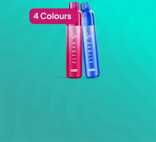 2 Elf Bar Plus 12 pod kits arranged on an aqua green rippled background