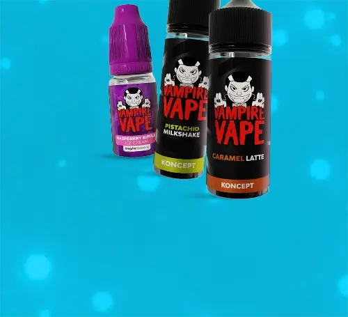 Vampire Vape e-liquid on a blue snowy background