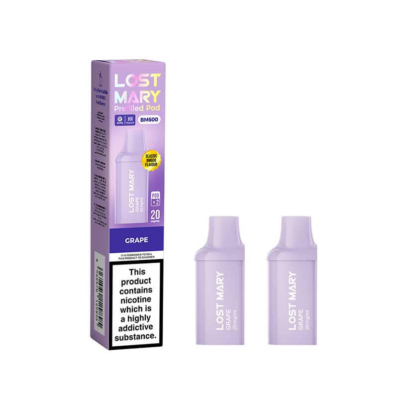 Lost Mary BM600 Grape Prefilled Vape Pods 20mg - 2PK