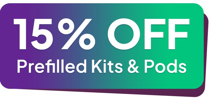 15 percent off prefilled kits and pods