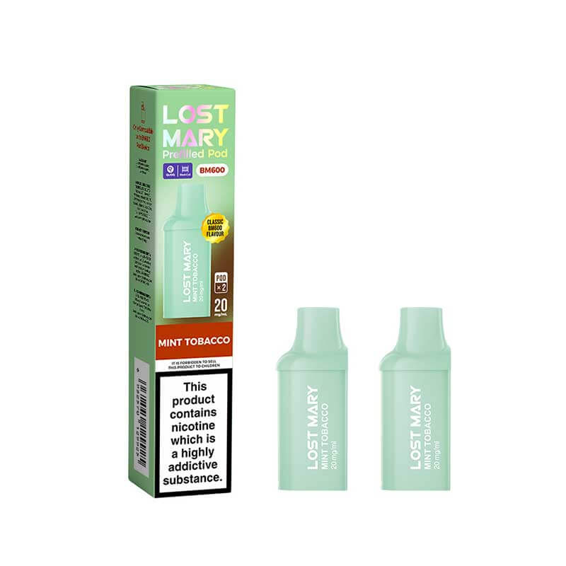 Lost Mary BM600 Mint Tobacco Prefilled Pods 20mg Nic Salt | Vapouriz UK Lost Mary BM600 Mint Tobacco Prefilled Pods 20mg Nic Salt | Vapouriz UK
