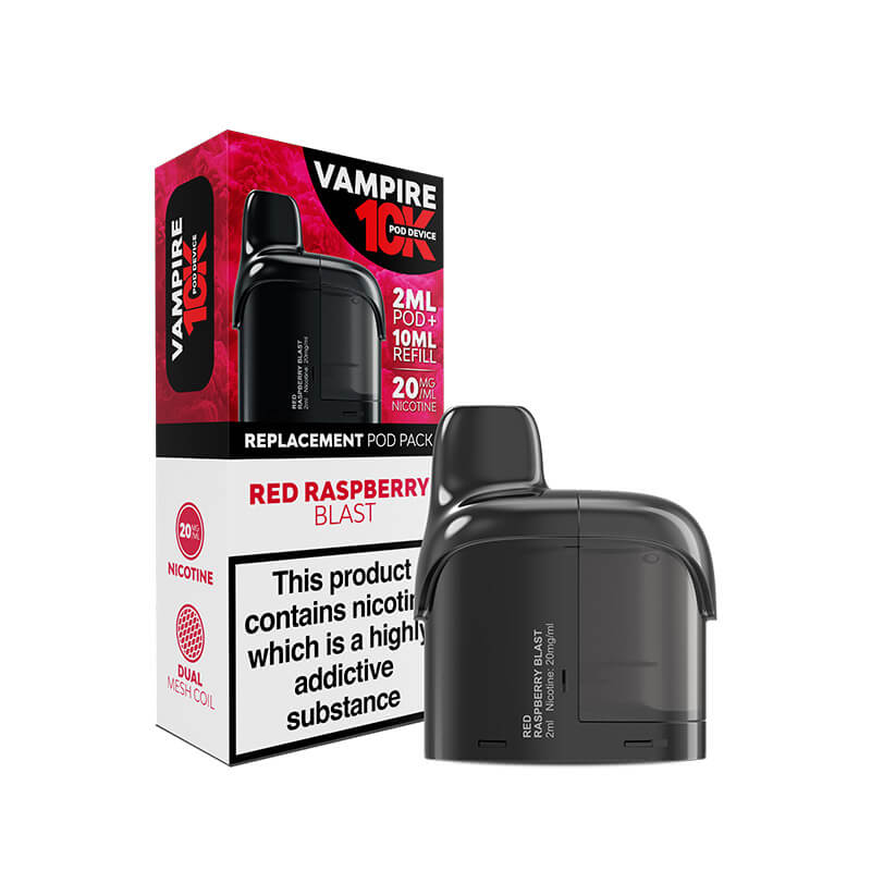 Vampire  10K Red Raspberry Blast Prefilled Vape Pods + Refill