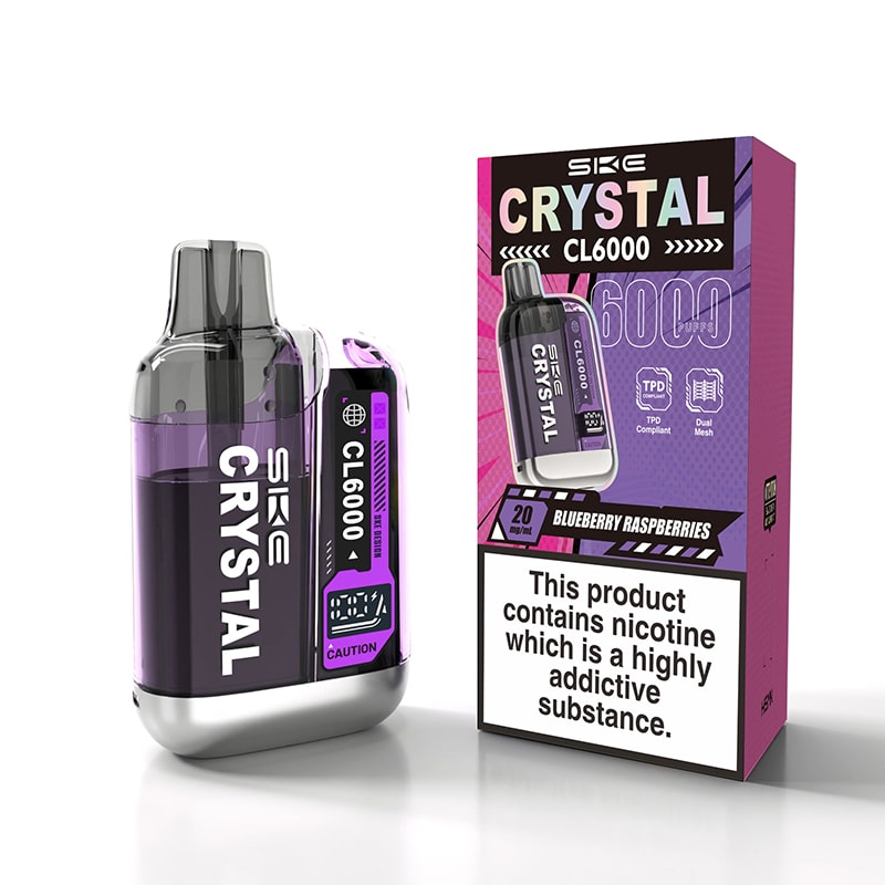 SKE Crystal CL6000 Prefilled Pod Vape Kit- 2ml Pod + 10ml Refill, MTL Vape, 20mg | Vapouriz UK SKE Crystal CL6000 Prefilled Pod Vape Kit- 2ml Pod + 10ml Refill, MTL Vape, 20mg | Vapouriz UK