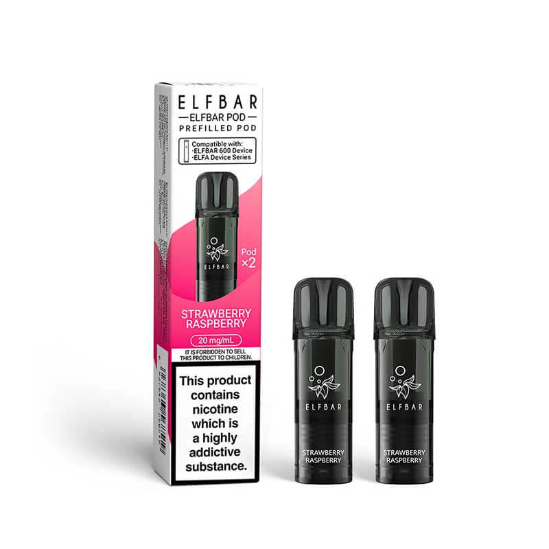 Elf Bar 600 Strawberry Raspberry Prefilled Vape Pods 20mg - 2PK