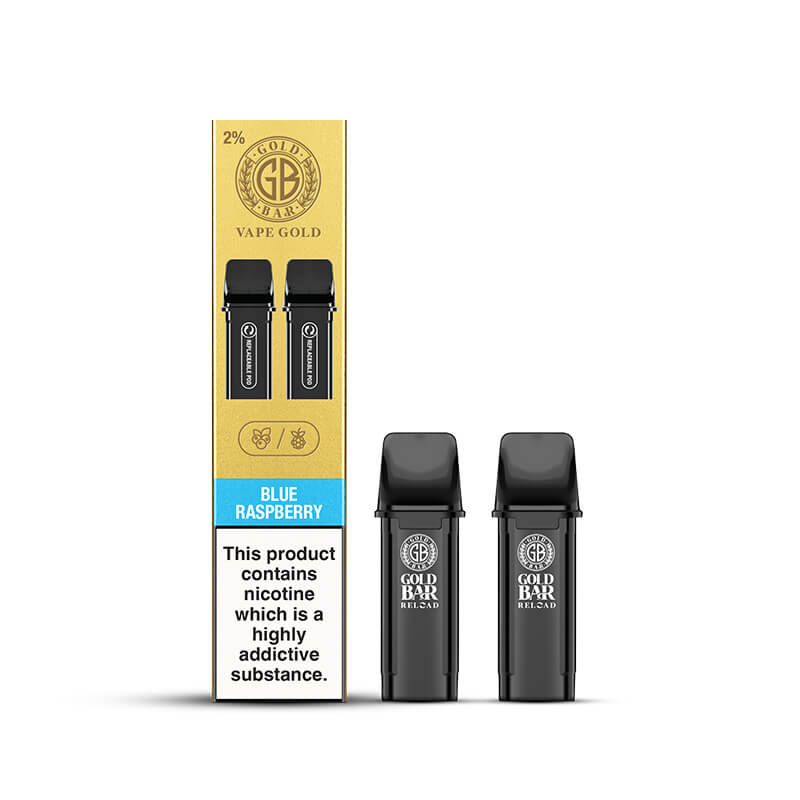 Z Pods Blue Raspberry Gold Bar Reload Blueberry Sour Raspberry Flavour Prefilled Pods 2PK ...