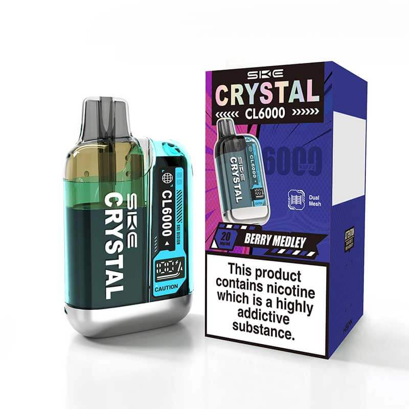 SKE Crystal CL6000 Prefilled Pod Vape Kit- 2ml Pod + 10ml Refill, MTL Vape, 20mg | Vapouriz UK SKE Crystal CL6000 Prefilled Pod Vape Kit- 2ml Pod + 10ml Refill, MTL Vape, 20mg | Vapouriz UK