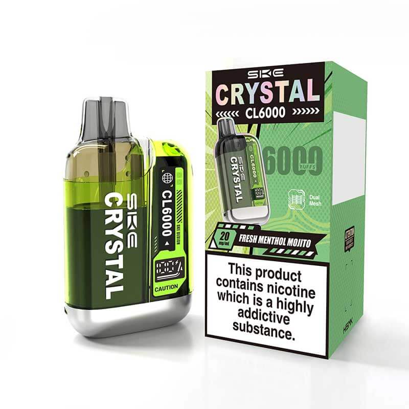 SKE Crystal CL6000 Prefilled Pod Vape Kit- 2ml Pod + 10ml Refill, MTL Vape, 20mg | Vapouriz UK SKE Crystal CL6000 Prefilled Pod Vape Kit- 2ml Pod + 10ml Refill, MTL Vape, 20mg | Vapouriz UK