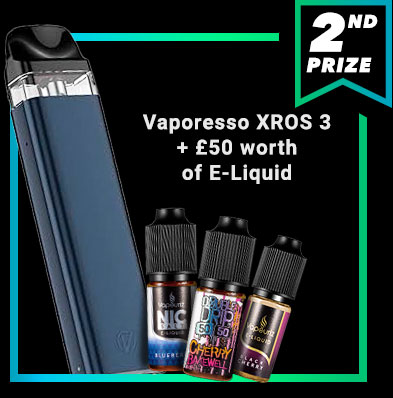 2nd Prize. Vaporesso Xros 3 plus £50 of e-liquid