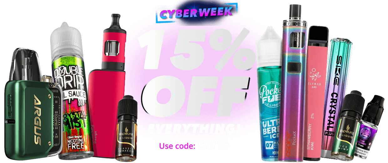 Vapouriz. Cyber Monday 15% OFF everything. Use code CW15