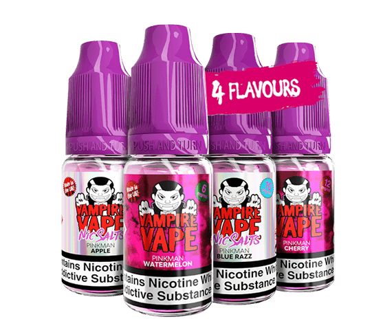 Vapestore. Vampire Vape Pinkman e-liquid. 3 ranges, 4 flavours